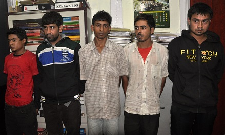 The gang of five carjacker and murderers arrested by East Khasi hills police on Monday. www.ohmeghalaya.com pix